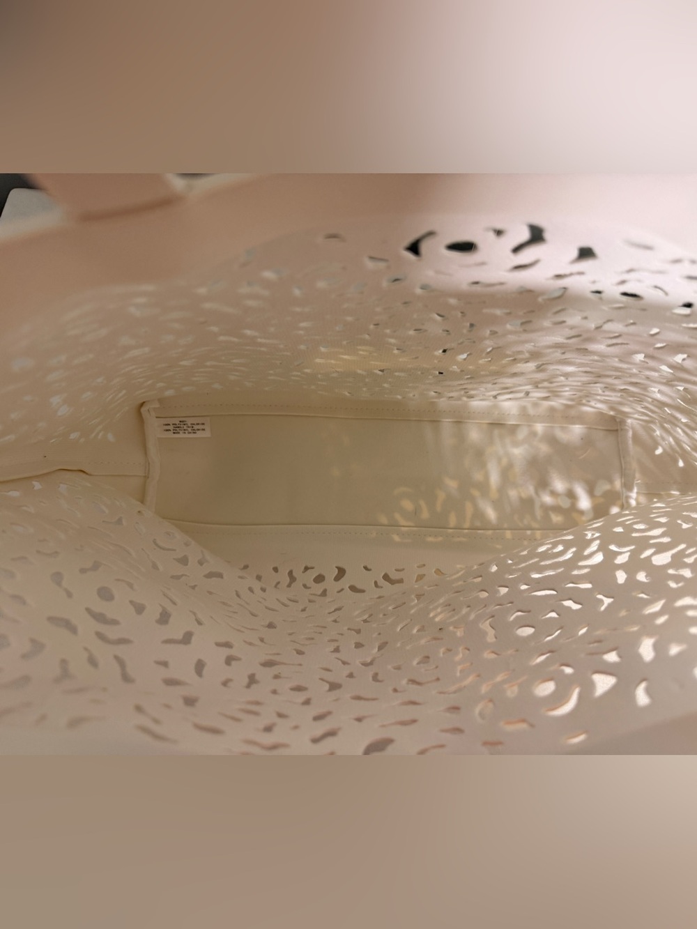Oscar de la Renta Fragrance White Preforated Laser-Cut Tote Bag - Picture 13 of 16